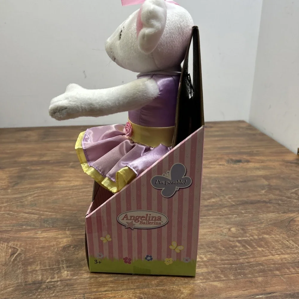 Vtg Springtime Angelina Ballerina Plush Purple Dress Flower Poseable DVD NEW HTF